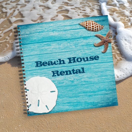 Beach House Rental Blue Wood Seashells Notitieboek