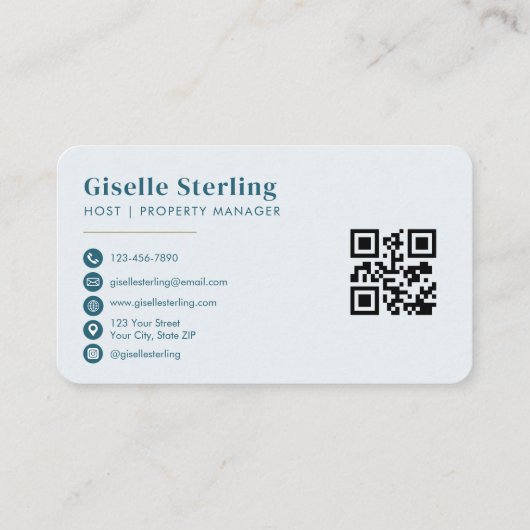 Beach House Rental QR Code Visitekaartje (Achterkant)