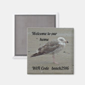 Beach House Rental Seagull Welcome Wifi Code Magneet (Voorkant / Achterkant)