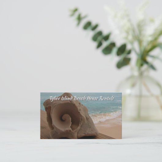 Beach House Rental Seashell Ocean Visitekaartje (Staand voorkant)