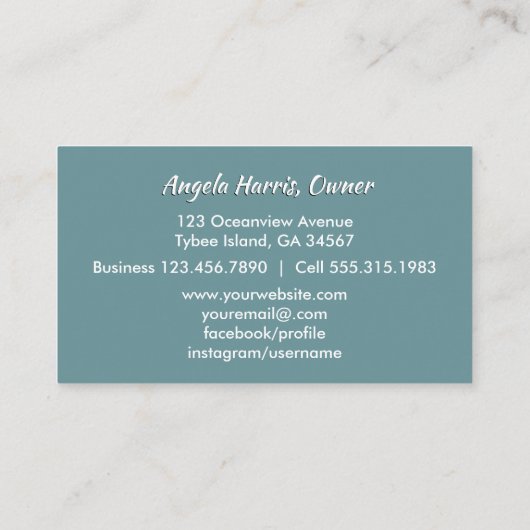 Beach House Rental Seashell Ocean Visitekaartje (Achterkant)