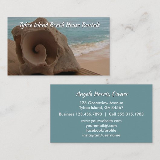 Beach House Rental Seashell Ocean Visitekaartje (Voorkant / Achterkant)