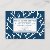 Beach House Rentals - Coral Pattern Blauwgroen Blu Visitekaartje (Voorkant)