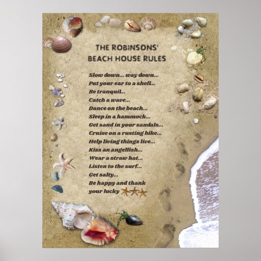 Beach House Rules (aanpasbaar) Poster (Voorkant)
