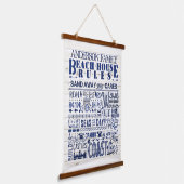 Beach House Rules Blue Coastal Personal Family Hangend Wandkleed (Gebogen)
