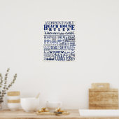 Beach House Rules Blue Coastal Personal Family Poster (Keuken)