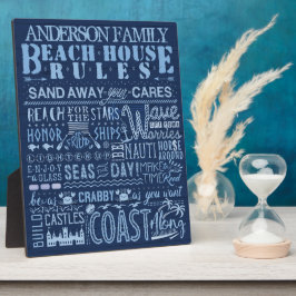 Beach House Rules Coastal Blue Custom Name Fotoplaat