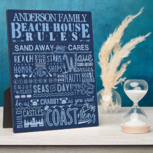 Beach House Rules Coastal Blue Custom Name Fotoplaat