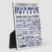 Beach House Rules Coastal Blue Personated Family Fotoplaat (Zijkant)