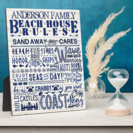 Beach House Rules Coastal Blue Personated Family Fotoplaat