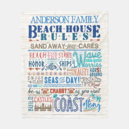 Beach House Rules Coastal Family Cottage | Aangepa Fleece Deken