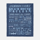 Beach House Rules Coastal Navy Blue Custom Family Fleece Deken (Voorkant)