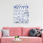 Beach House Rules Custom Family Cottin Sign Blue Canvas Afdruk (Insitu (Woonkamer))