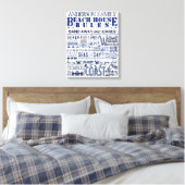 Beach House Rules Custom Family Cottin Sign Blue Canvas Afdruk (Insitu (Slaapkamer))