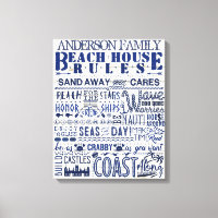Beach House Rules Custom Family Cottin Sign Blue