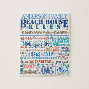 Beach House Rules Family Cottage Sign   Aangepast Legpuzzel