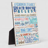 Beach House Rules Family Sign | Aangepast vermogen Fotoplaat (Zijkant)