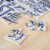 Beach House Rules Navy Blue | Aangepaste gezinsher Legpuzzel (Zijkant)
