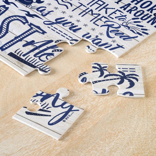 Beach House Rules Navy Blue | Aangepaste gezinsher Legpuzzel (Zijkant)