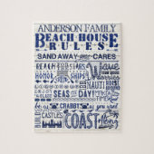Beach House Rules Navy Blue | Aangepaste gezinsher Legpuzzel (Verticaal)