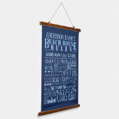 Beach House Rules Navy Blue Coastal Custom Family Hangend Wandkleed (Gebogen)