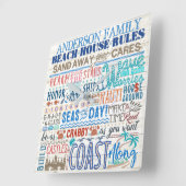 Beach House Rules Persoonlijke familienaam Kustal Vierkante Klok (Hoek)