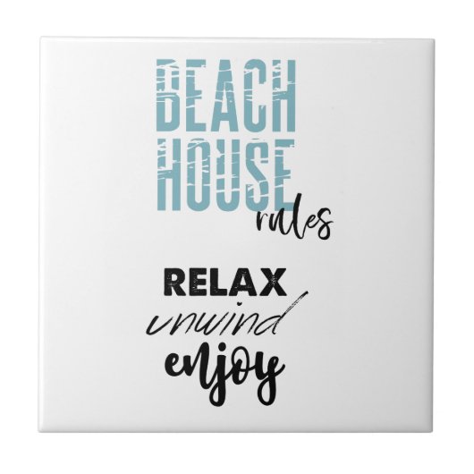 Beach House Rules Relax Decor Tegeltje (Voorkant)