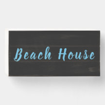Beach House Rustic Sky Blue Black Vintage Trendy