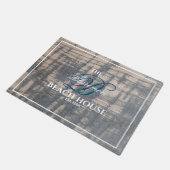 Beach House Rustic Wood Effect Blue Initiaal Scrip Deurmat (Schuin)