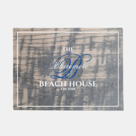 Beach House Rustisch houtaffect Witte naam Blauw Deurmat