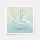 Beach House Sail Boat Aqua Blue ID623 Servet (Voorkant)