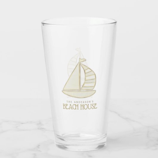 Beach House Sailboat Gold ID623 Glas (Achterkant)