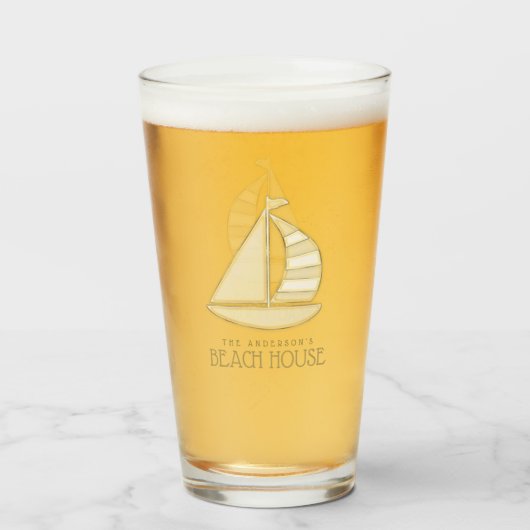 Beach House Sailboat Gold ID623 Glas (Voorkant gevuld)