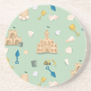 Beach House Sand Castle Seashell Kust Zandsteen Onderzetter