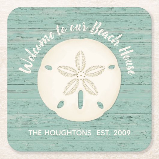 Beach House Sand Dollar Paper-Onderzetter Kartonnen Onderzetters (Voorkant)