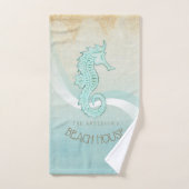 Beach House Seahorse Aqua Blue ID623 Bad Handdoek (Handdoek)
