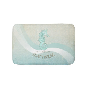 Beach House Seahorse Aqua Blue ID623 Badmat