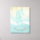Beach House Seahorse Aqua Blue ID623 Canvas Afdruk (Voorkant)