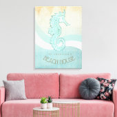 Beach House Seahorse Aqua Blue ID623 Canvas Afdruk (Insitu (Woonkamer))