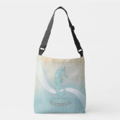 Beach House Seahorse Aqua Blue ID623 Crossbody Tas (Voorkant)