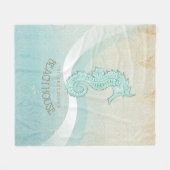Beach House Seahorse Aqua Blue ID623 Fleece Deken (Voorkant (Horizontaal))