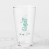 Beach House Seahorse Aqua Blue ID623 Glas (Achterkant)