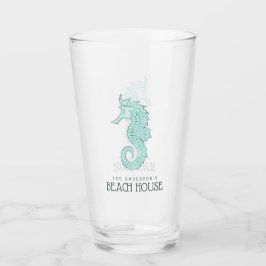 Beach House Seahorse Aqua Blue ID623 Glas