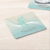 Beach House Seahorse Aqua Blue ID623 Kartonnen Onderzetters (Schuin)