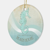 Beach House Seahorse Aqua Blue ID623 Keramisch Ornament (Links)