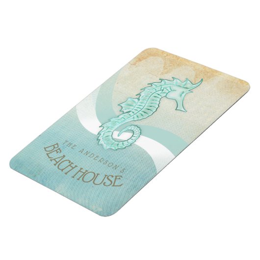 Beach House Seahorse Aqua Blue ID623 Magneet (Linkerzijde)