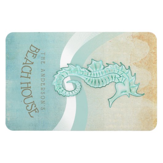 Beach House Seahorse Aqua Blue ID623 Magneet (Horizontaal)