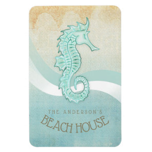 Beach House Seahorse Aqua Blue ID623 Magneet