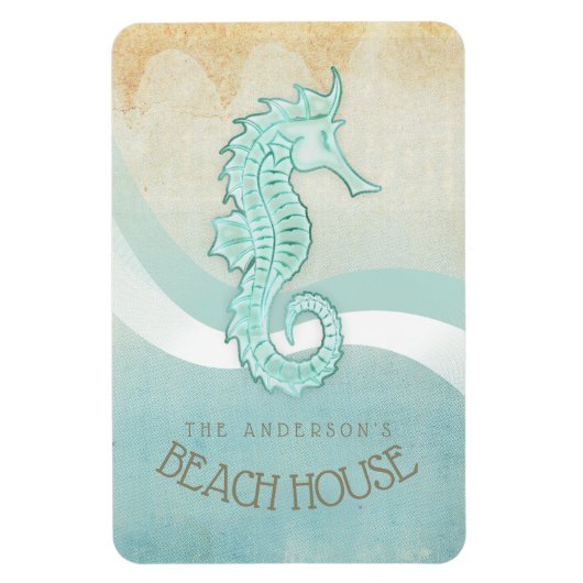 Beach House Seahorse Aqua Blue ID623 Magneet (Verticaal)