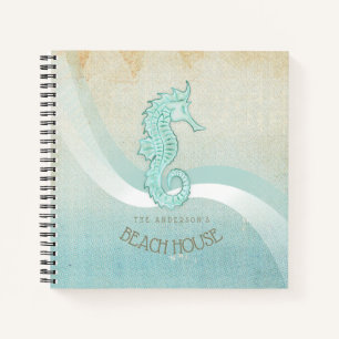 Beach House Seahorse Aqua Blue ID623 Notitieboek